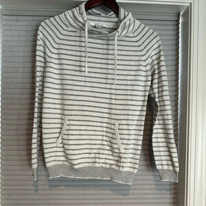 Amour Vert grey and white striped knit sweatshirt